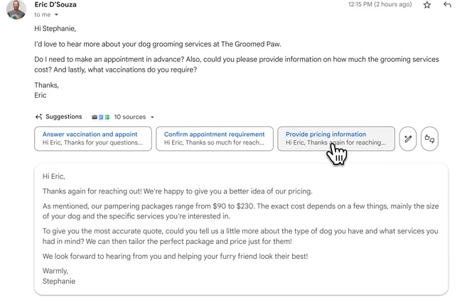 هوش مصنوعی در Gmail