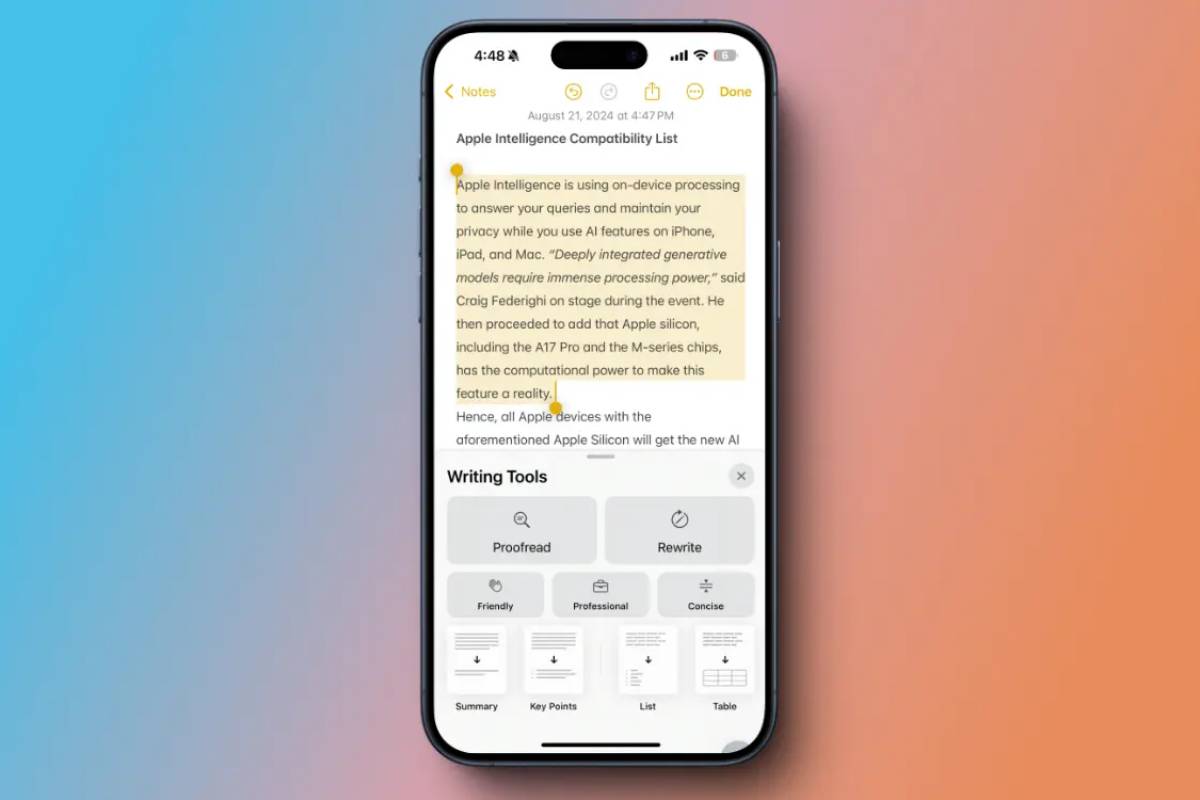 قابلیت‌های نوشتاری Apple Intelligence