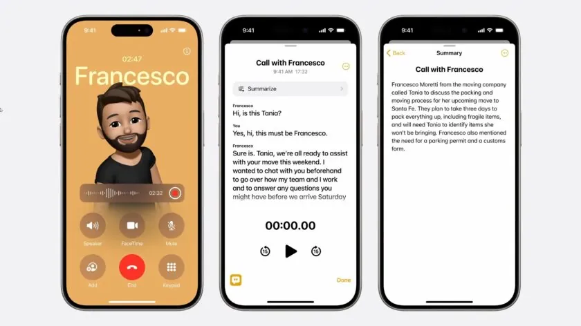 قابلیت ضبط مکالمات و خلاصه‌سازی در apple intelligence