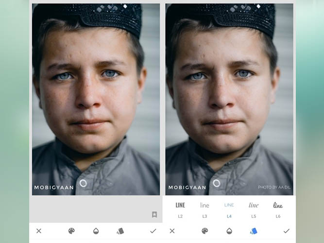 رابط کاربری برنامه snapseed