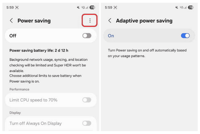  فعال سازی Adaptive Power Saving