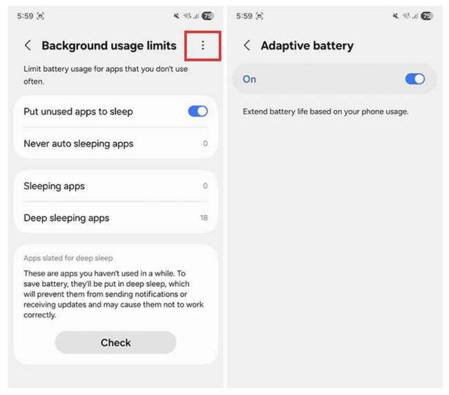  فعال سازی Adaptive Battery