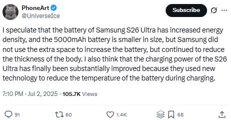 samsung-achieves-higher-energy-density گلکسی S26 اولترا